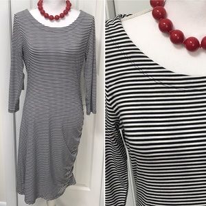 BANANA REPUBLIC  Navy White Striped Modal Blend Pullover Dress Sz M